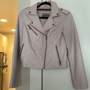 Levi light pink leather jacket